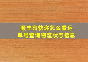 顺丰寄快递怎么看运单号查询物流状态信息