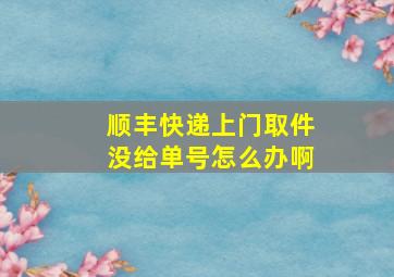 顺丰快递上门取件没给单号怎么办啊