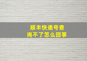 顺丰快递号查询不了怎么回事