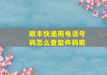 顺丰快递用电话号码怎么查取件码呢