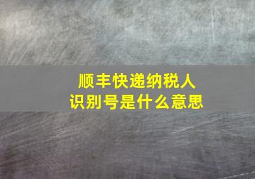 顺丰快递纳税人识别号是什么意思