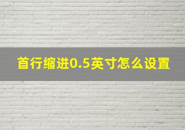 首行缩进0.5英寸怎么设置