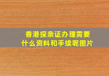 香港探亲证办理需要什么资料和手续呢图片