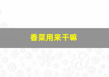 香菜用来干嘛