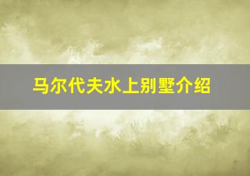 马尔代夫水上别墅介绍