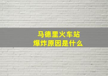 马德里火车站爆炸原因是什么