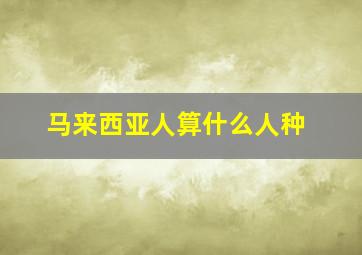 马来西亚人算什么人种