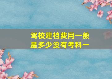 驾校建档费用一般是多少没有考科一