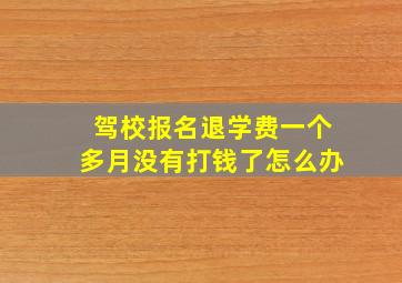 驾校报名退学费一个多月没有打钱了怎么办