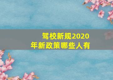 驾校新规2020年新政策哪些人有