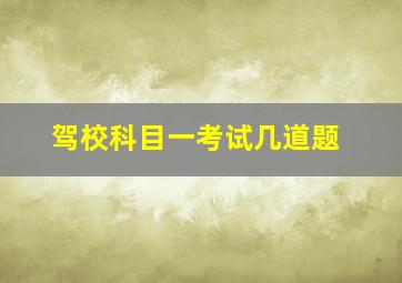 驾校科目一考试几道题