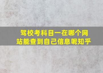 驾校考科目一在哪个网站能查到自己信息呢知乎