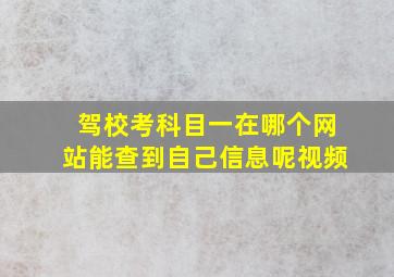 驾校考科目一在哪个网站能查到自己信息呢视频