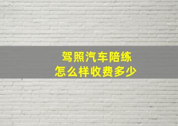 驾照汽车陪练怎么样收费多少