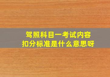 驾照科目一考试内容扣分标准是什么意思呀