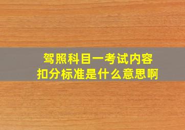 驾照科目一考试内容扣分标准是什么意思啊