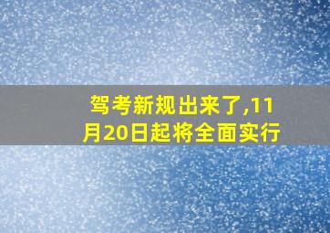 驾考新规出来了,11月20日起将全面实行