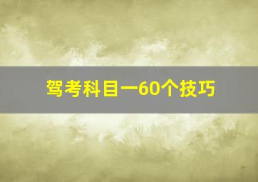 驾考科目一60个技巧