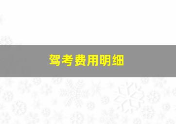 驾考费用明细