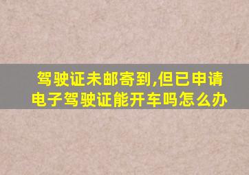 驾驶证未邮寄到,但已申请电子驾驶证能开车吗怎么办