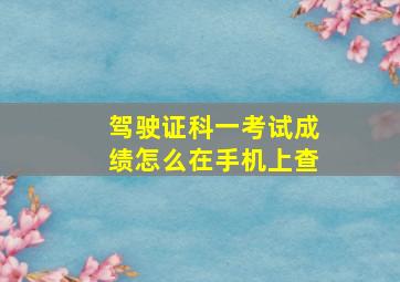 驾驶证科一考试成绩怎么在手机上查