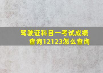 驾驶证科目一考试成绩查询12123怎么查询