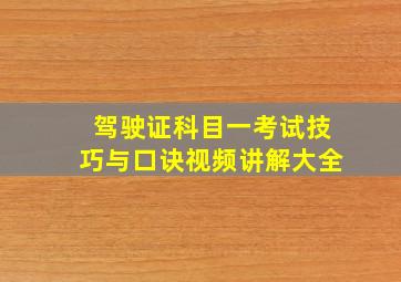 驾驶证科目一考试技巧与口诀视频讲解大全