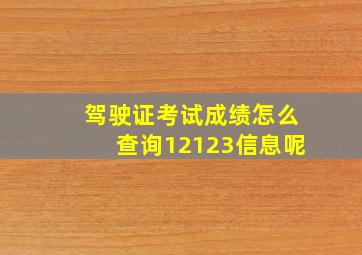 驾驶证考试成绩怎么查询12123信息呢