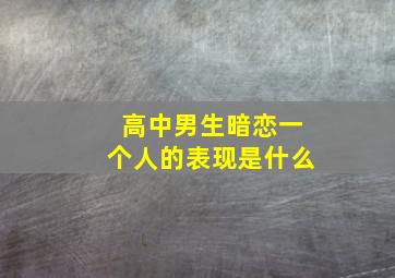 高中男生暗恋一个人的表现是什么