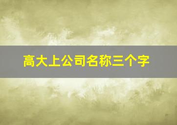 高大上公司名称三个字