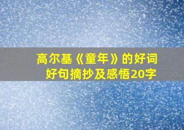 高尔基《童年》的好词好句摘抄及感悟20字