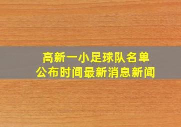 高新一小足球队名单公布时间最新消息新闻