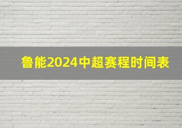 鲁能2024中超赛程时间表