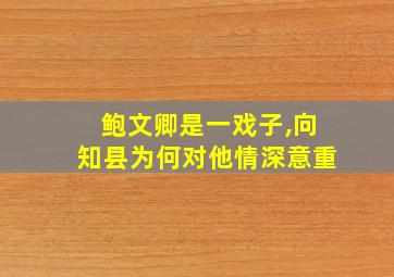 鲍文卿是一戏子,向知县为何对他情深意重