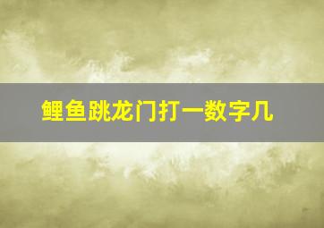 鲤鱼跳龙门打一数字几