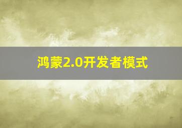 鸿蒙2.0开发者模式