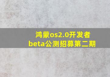 鸿蒙os2.0开发者beta公测招募第二期