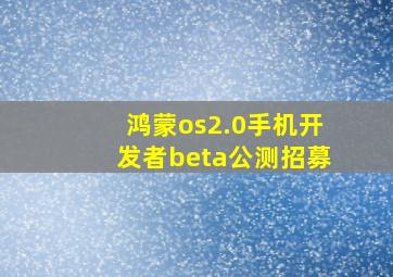 鸿蒙os2.0手机开发者beta公测招募