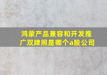 鸿蒙产品兼容和开发推广双牌照是哪个a股公司