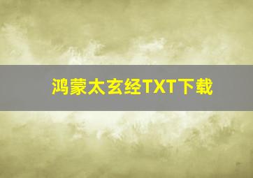 鸿蒙太玄经TXT下载