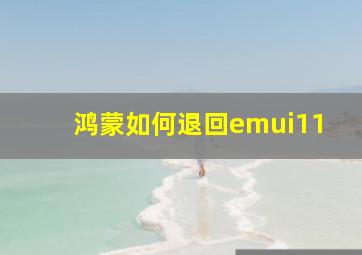 鸿蒙如何退回emui11