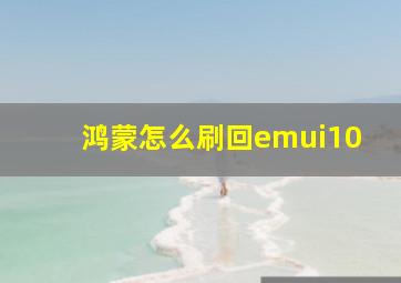 鸿蒙怎么刷回emui10