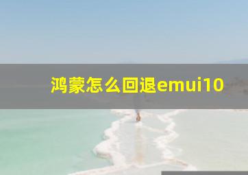 鸿蒙怎么回退emui10