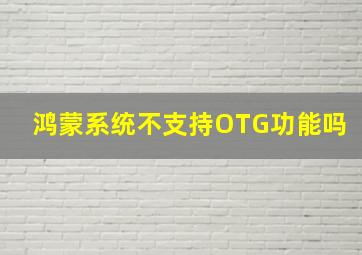 鸿蒙系统不支持OTG功能吗