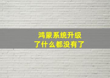 鸿蒙系统升级了什么都没有了