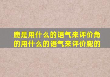 鹿是用什么的语气来评价角的用什么的语气来评价腿的