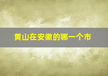 黄山在安徽的哪一个市