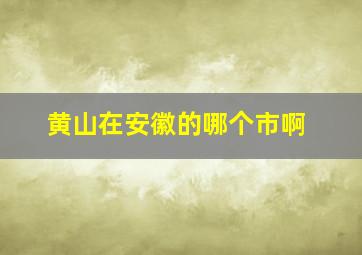 黄山在安徽的哪个市啊