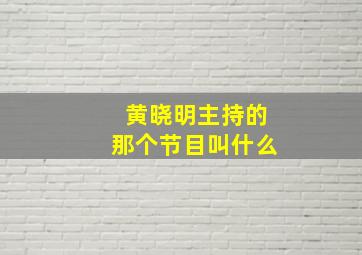 黄晓明主持的那个节目叫什么