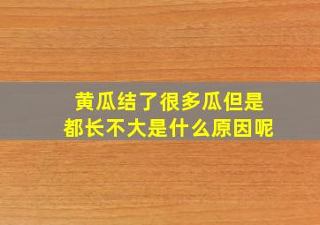 黄瓜结了很多瓜但是都长不大是什么原因呢